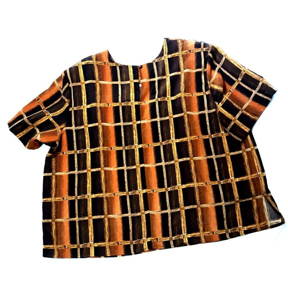 Grove Avenue Women 24 Shell Blouse Brown Short Sleeve Vintage - Picture 2 of 6